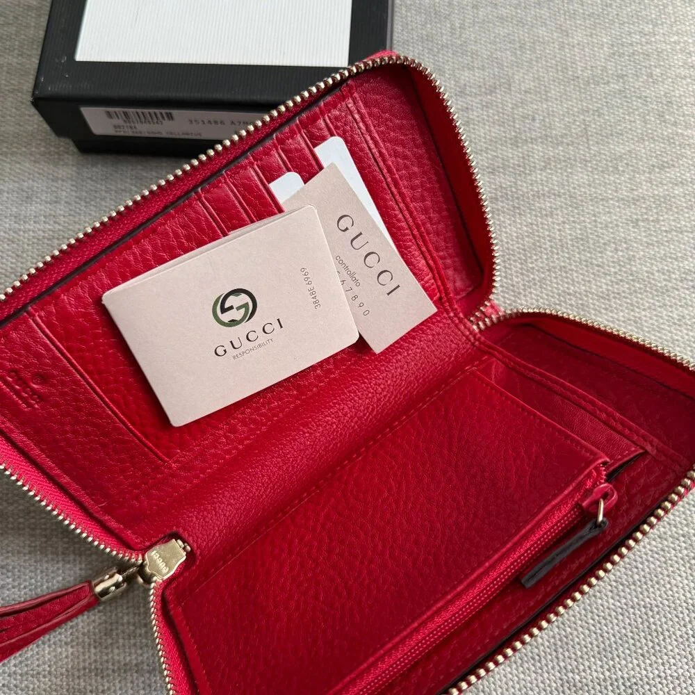 New Gucci Soho Red Leather Wallet - Picture 3 of 6